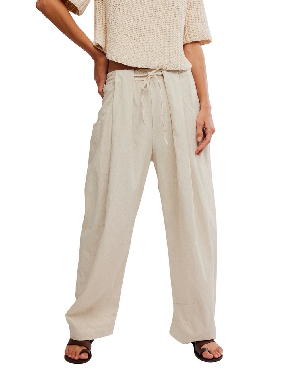 ✨NWOT Free People Chambers Linen Laid Back Pull On Pants XS✨
